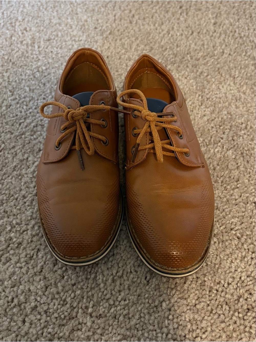 Kids Tan Dress Lace-Up Shoes